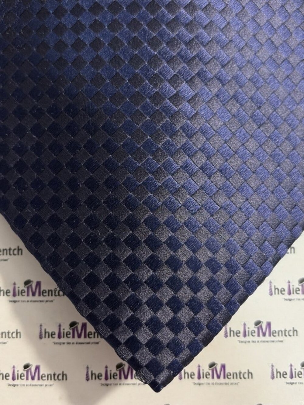 BURMA BIBAS Silk Navy Checkered Tie 3.875”